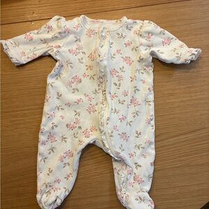 Little Me Pink and Cream Floral Footie